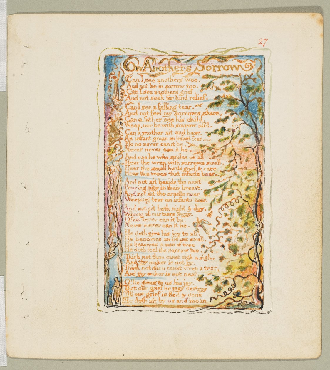 Songs of Innocence and of Experience: On Anothers Sorrow, ca. 1825. od William Blake