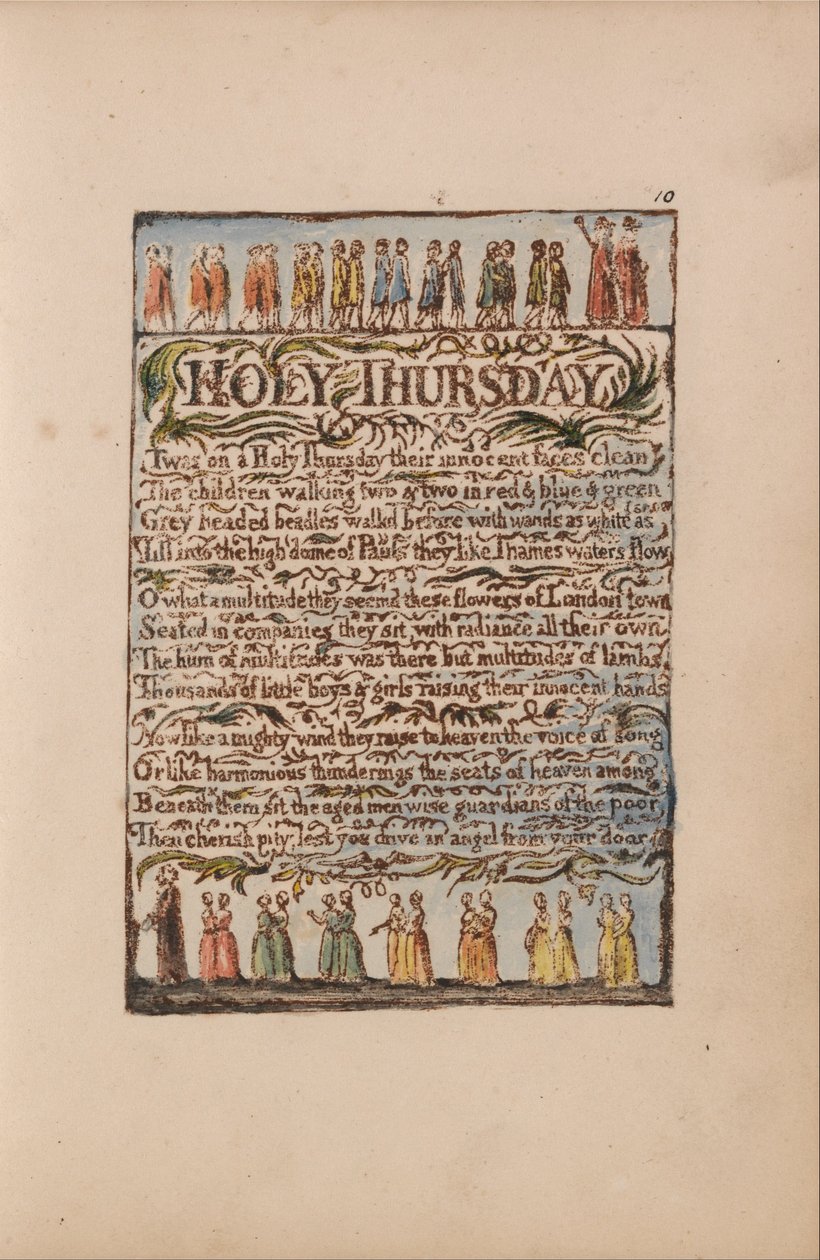 Písně nevinnosti a zkušeností, talíř 10, Velký čtvrtek (Bentley 19) od William Blake