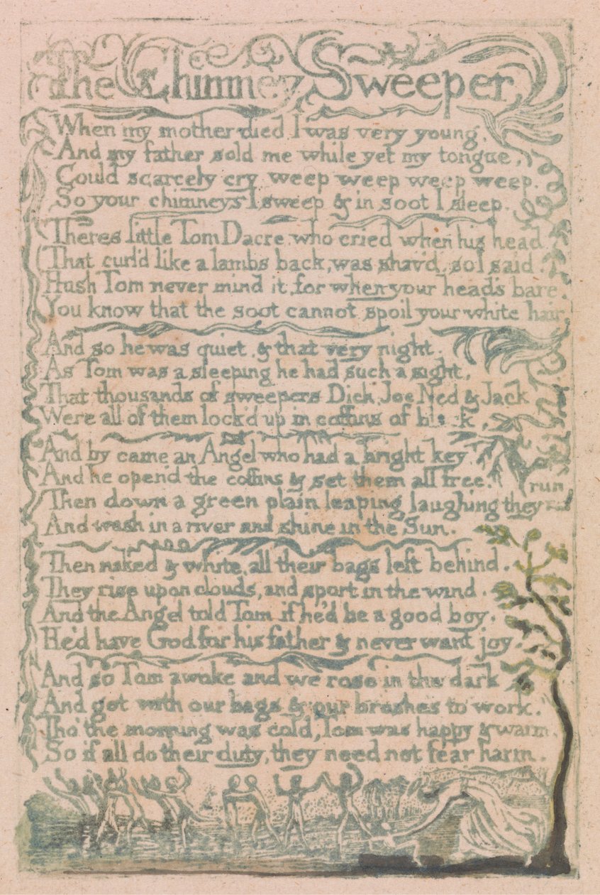 Songs of Innocence and of Experience, deska 10, "Kominík" (Bentley 12) od William Blake