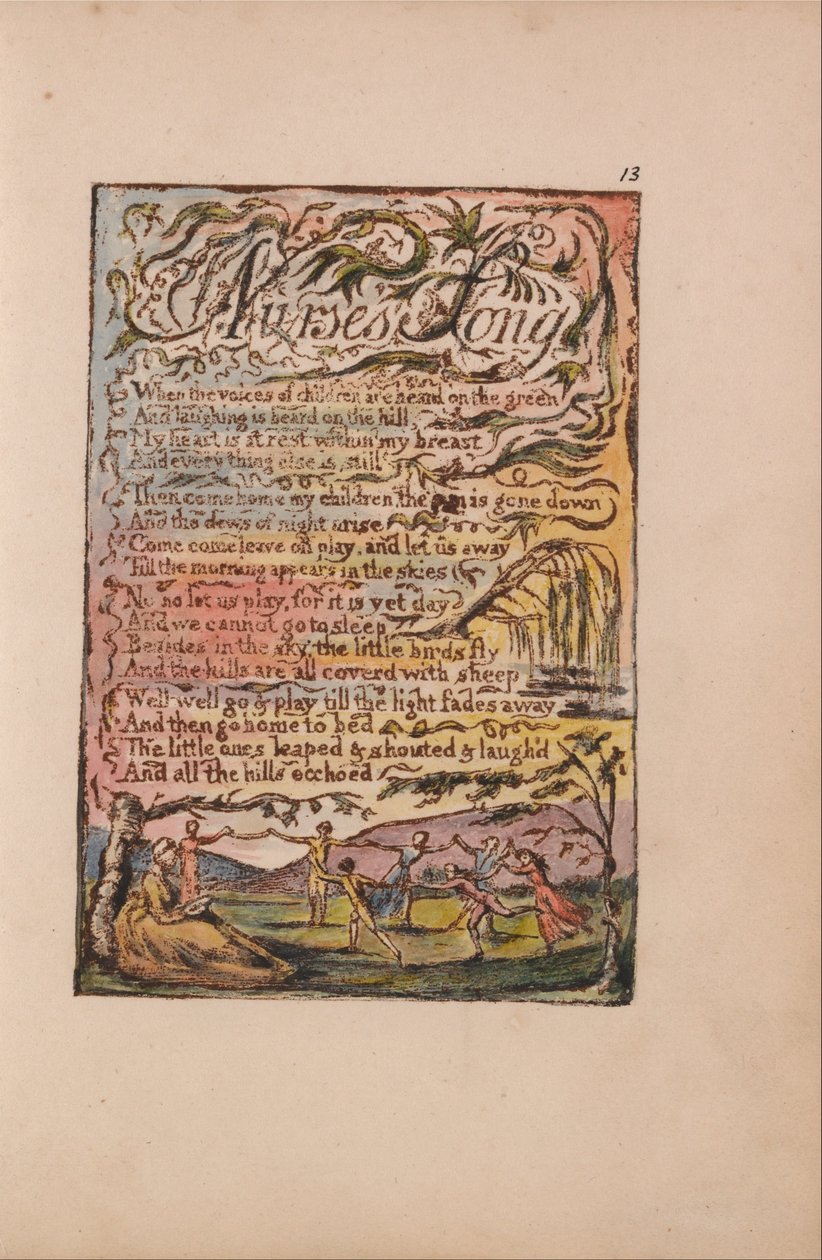Písně nevinnosti a zkušeností, deska 13, píseň sestry (Bentley 24) od William Blake