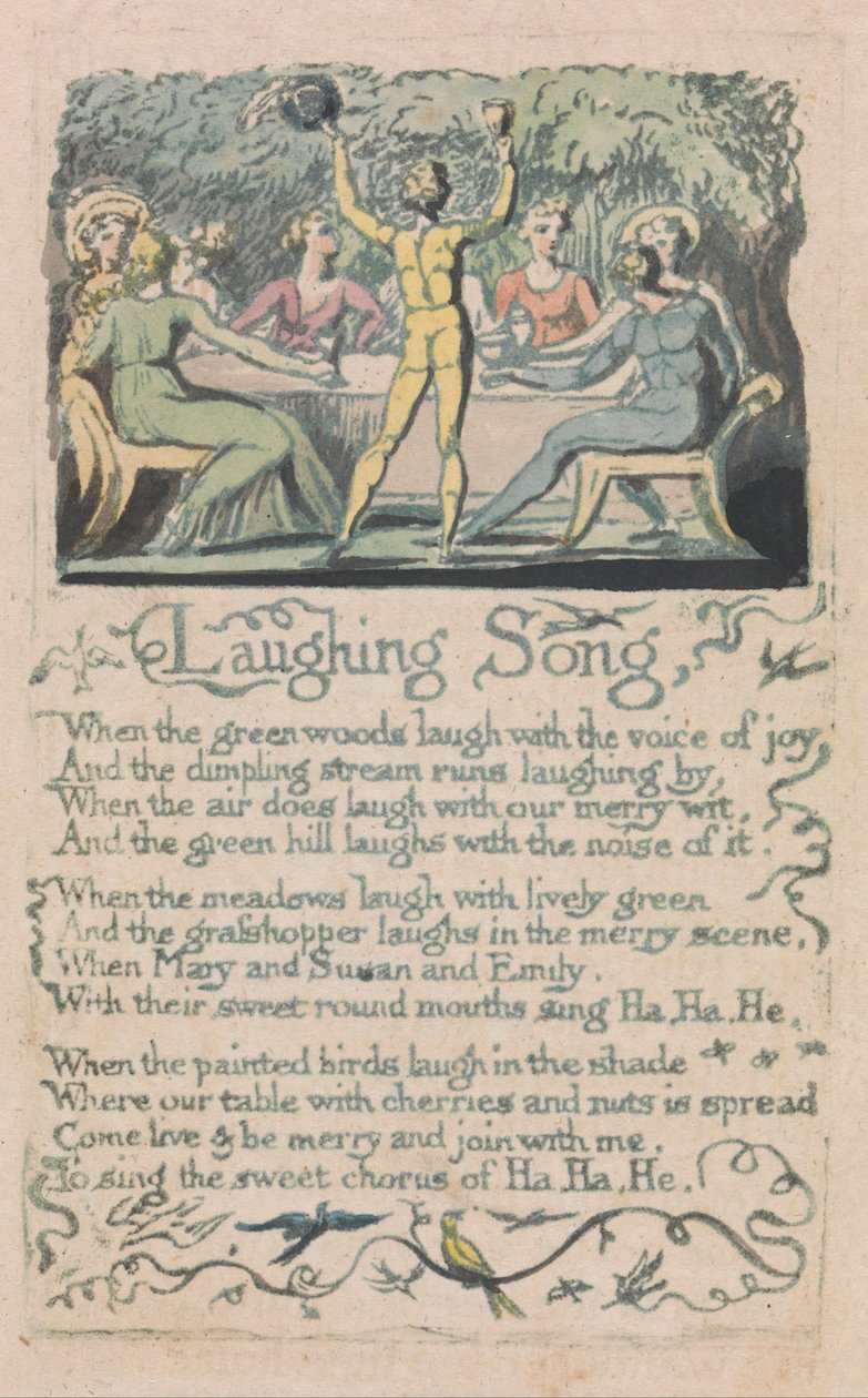 Písně nevinnosti a zkušeností, deska 14, píseň smíchu (Bentley 15) od William Blake