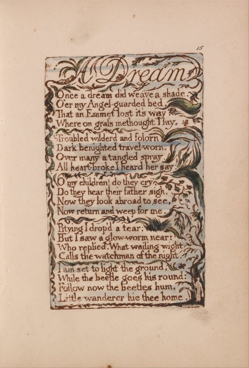 Songs of Innocence and of Experience, Plate 15, A Dream (Bentley 26) od William Blake