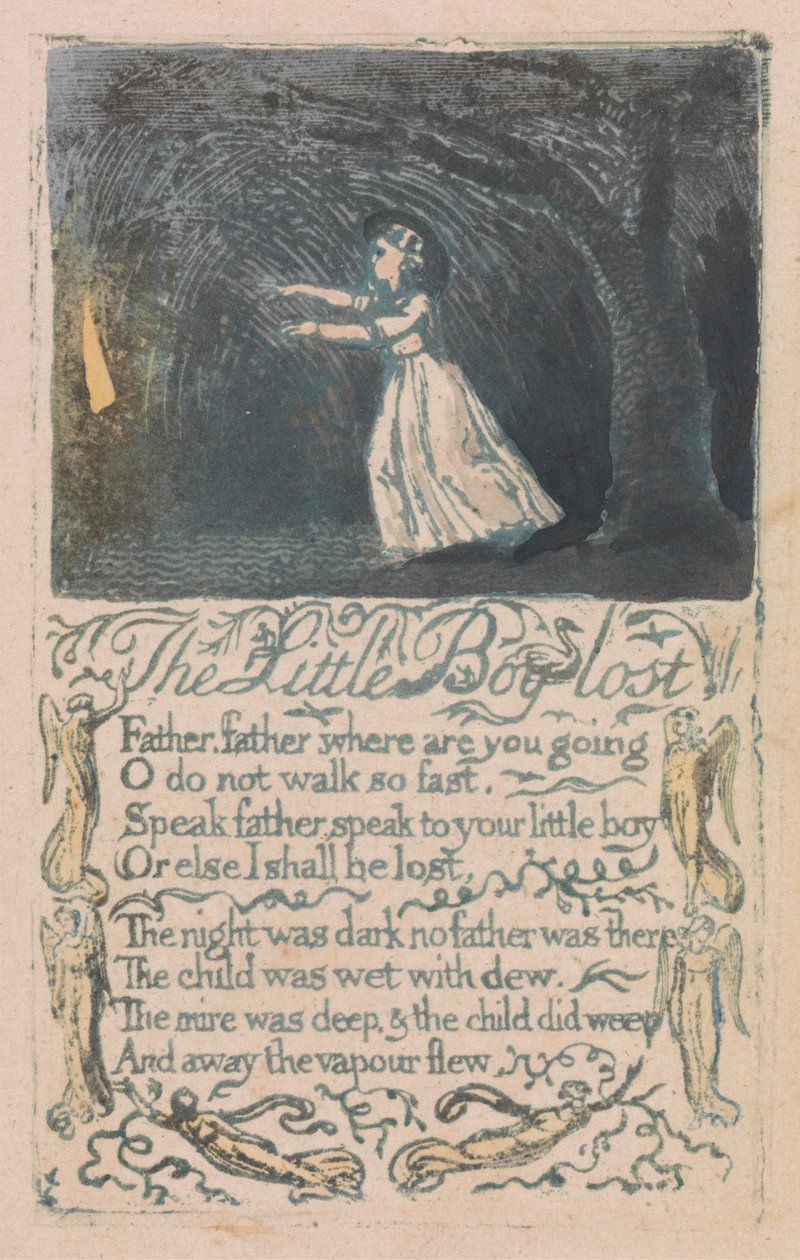 Songs of Innocence and of Experience, Plate 16, "The Little Boy Lost" (Bentley 13) od William Blake