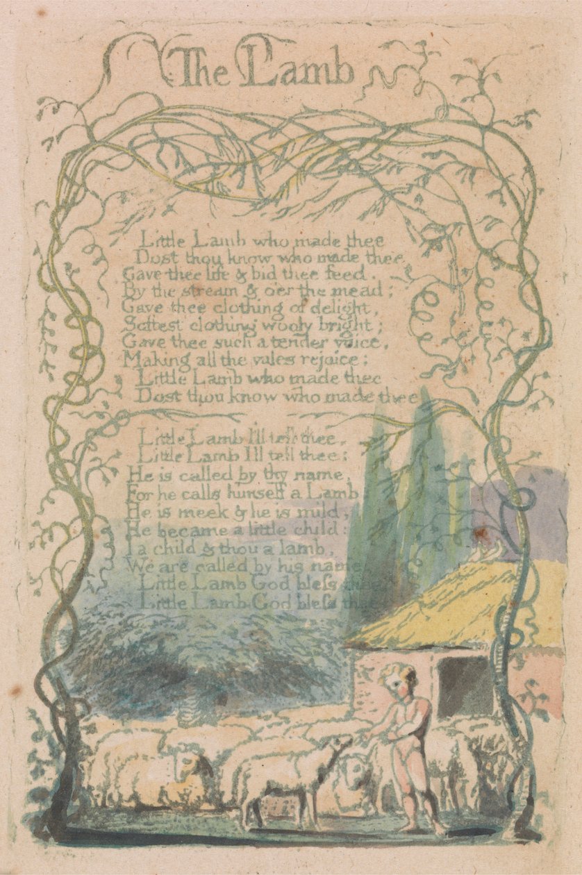 Songs of Innocence and of Experience, Plate 18, "The Lamb" (Bentley 8) od William Blake