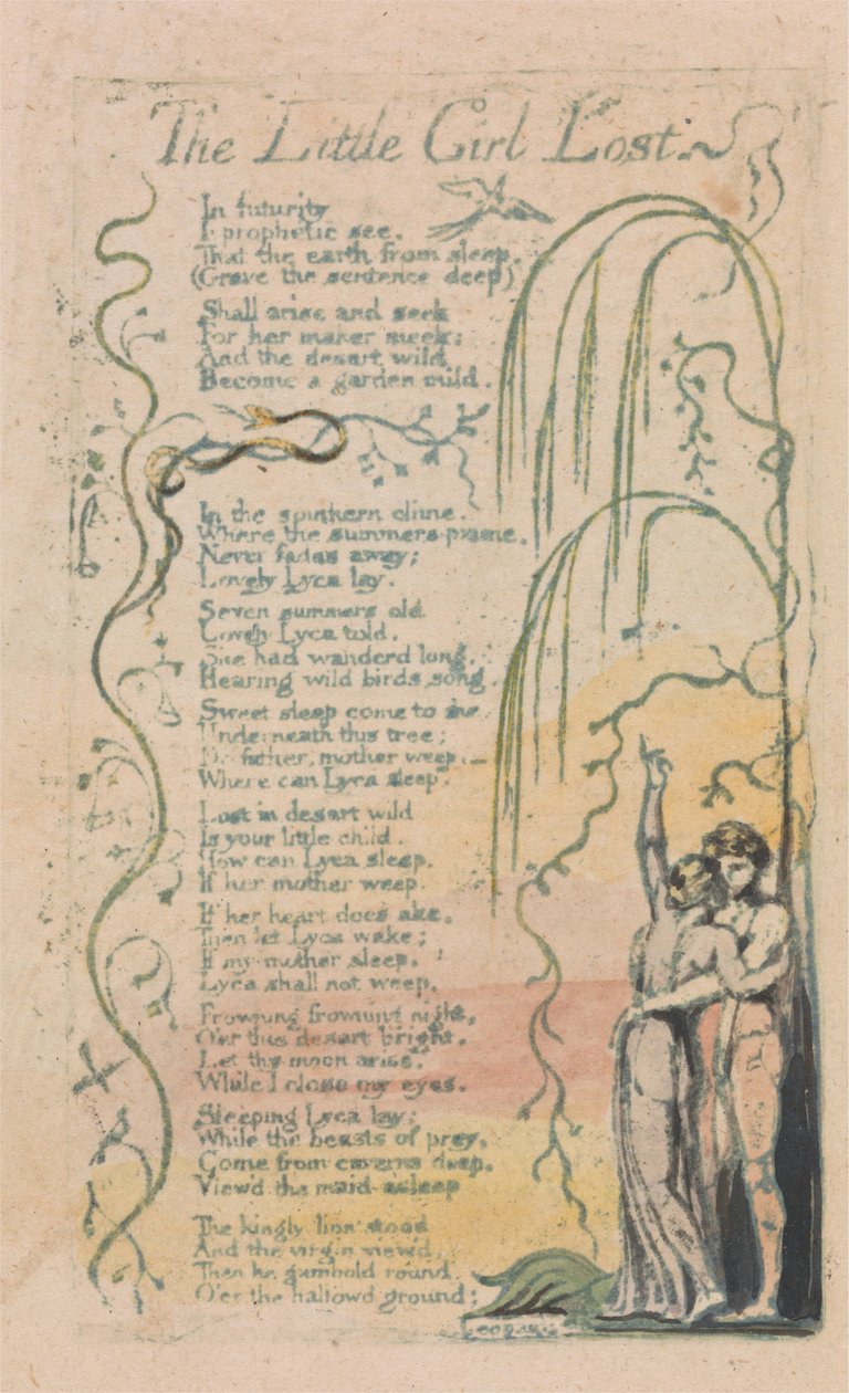 Songs of Innocence and of Experience, Plate 20, The Little Girl Lost (Bentley 34) od William Blake