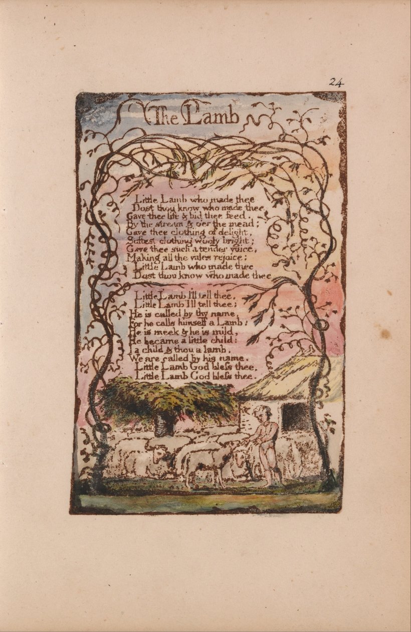 Songs of Innocence and of Experience, Plate 24, The Lamb (Bentley 8) od William Blake