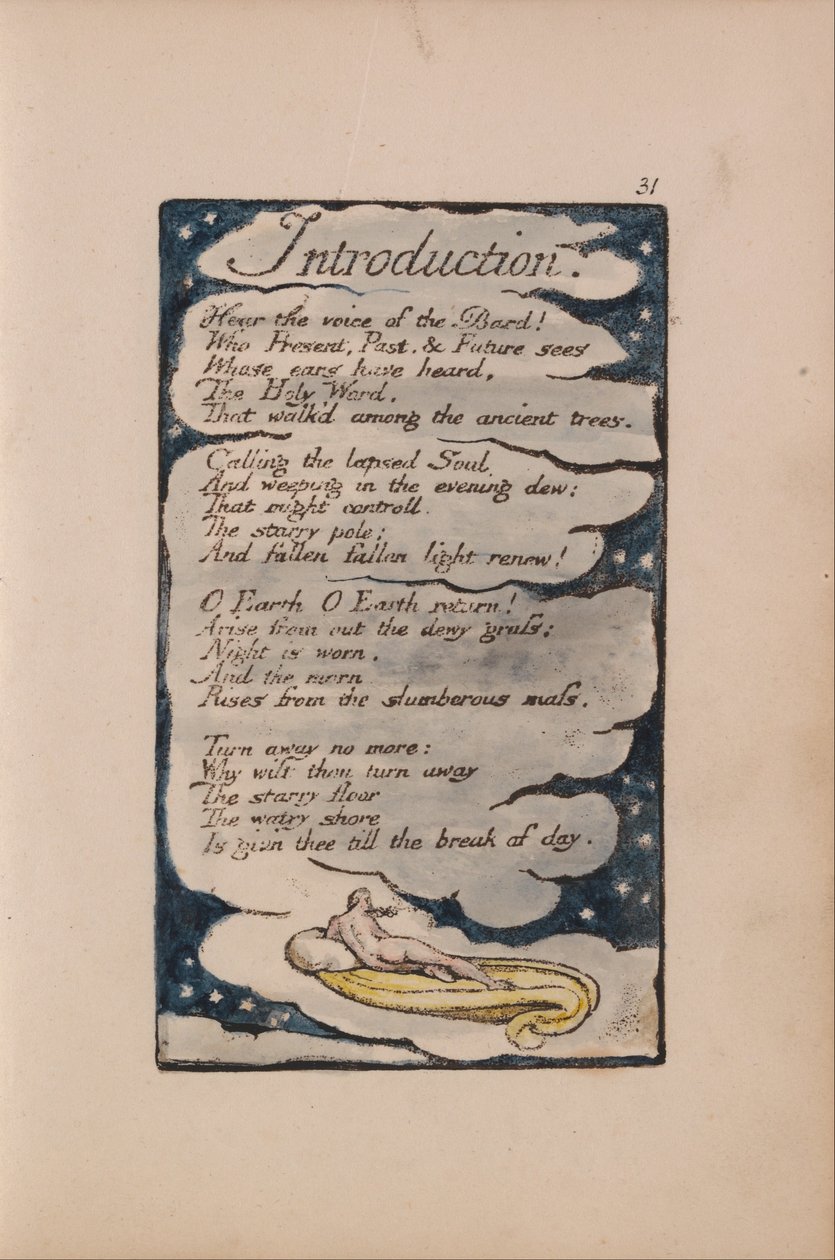 Písně nevinnosti a zkušeností, deska 31, úvod (Bentley 30) od William Blake