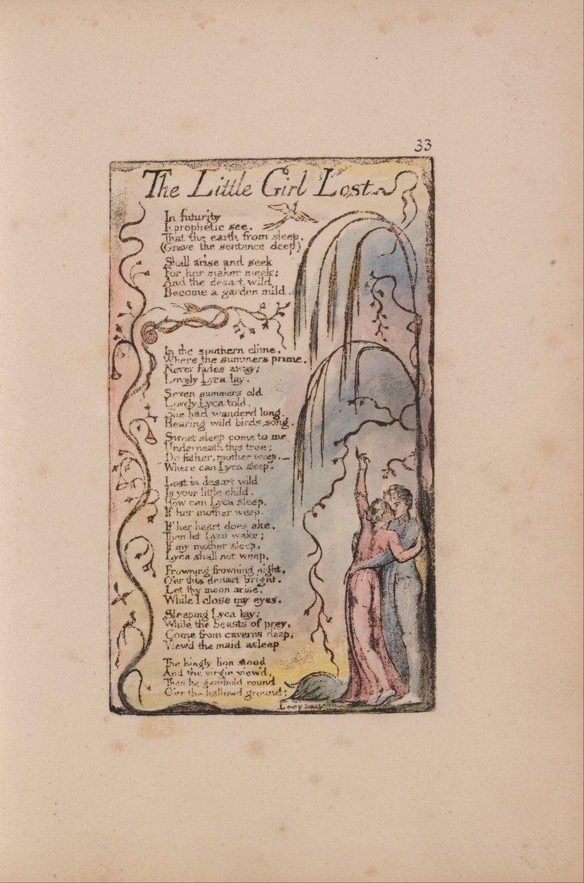 Písně nevinnosti a zkušeností, deska 33, Ztracená holčička (Bentley 34) od William Blake