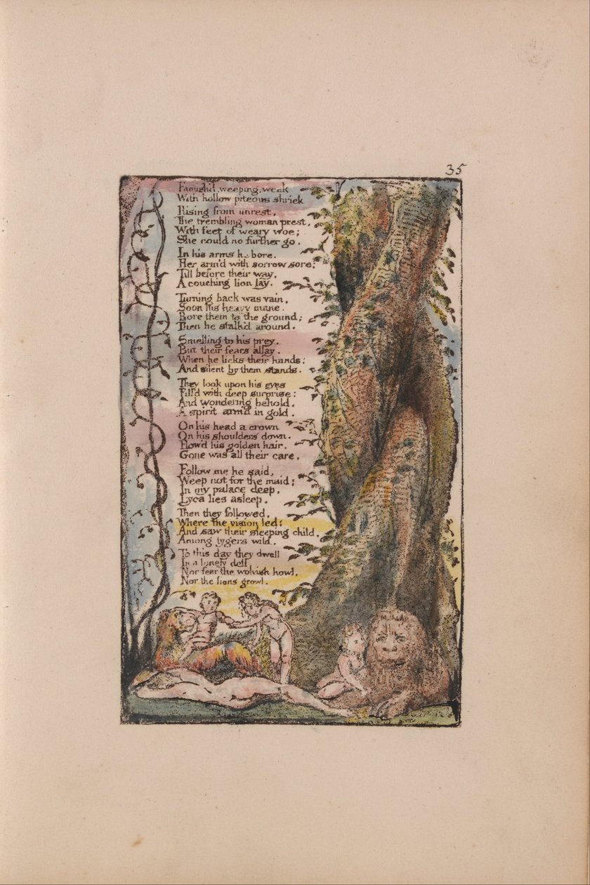 Songs of Innocence and of Experience, Plate 35, The Little Girl Found (Bentley 36) od William Blake