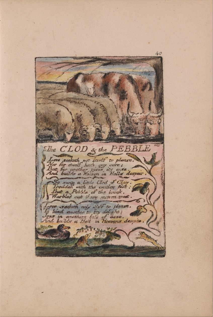 Písně o nevinnosti a zkušenosti, deska 40, Hrouda a oblázek (Bentley 32) od William Blake