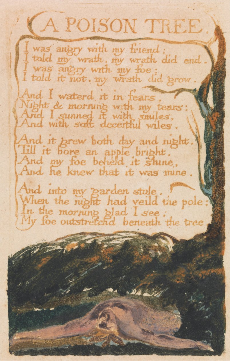 Písně nevinnosti a zkušeností, deska 41, jedovatý strom (Bentley 49) od William Blake