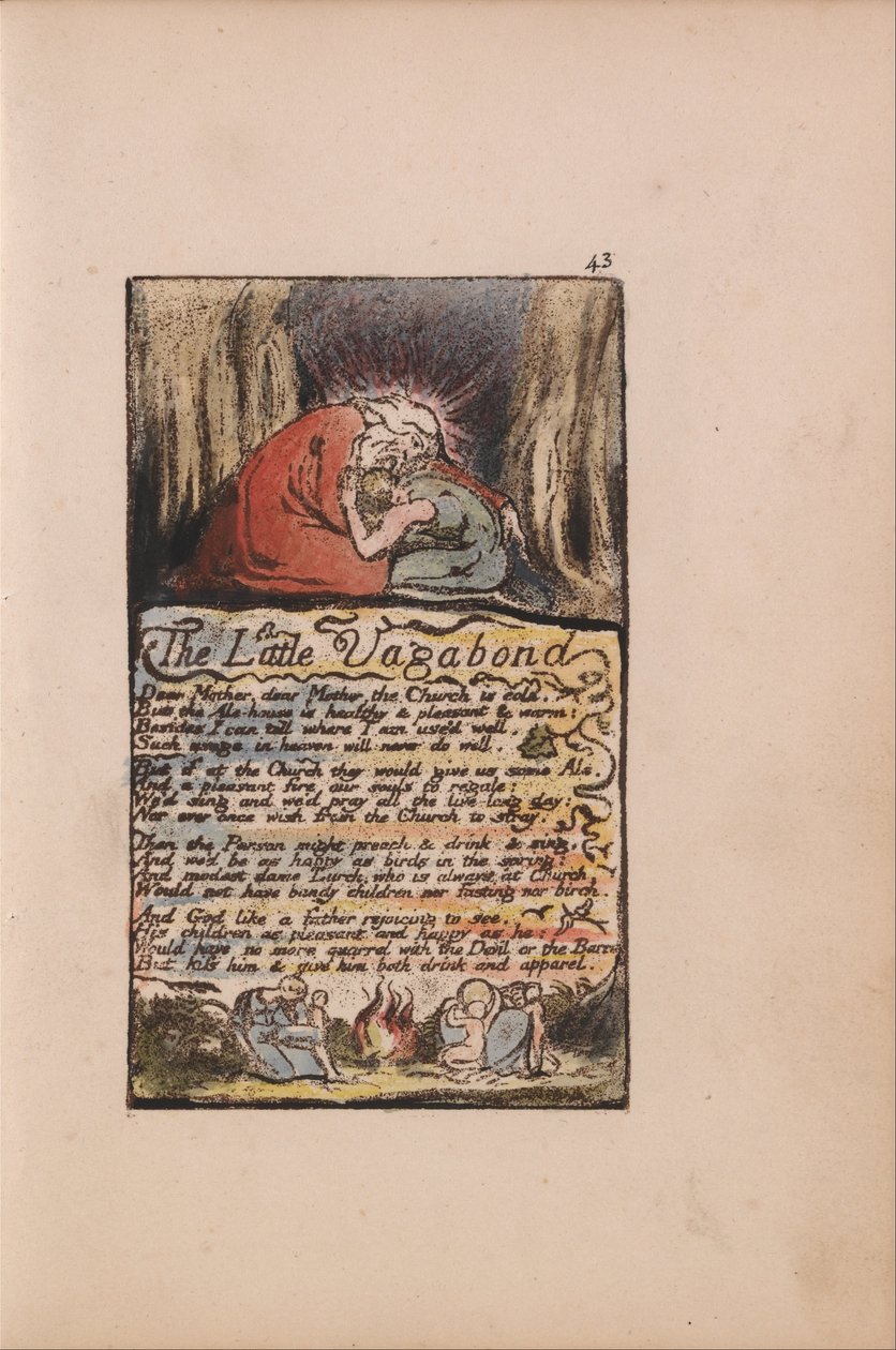 Písně nevinnosti a zkušeností, deska 43, Malý Vagabond, (Bentley 45) od William Blake
