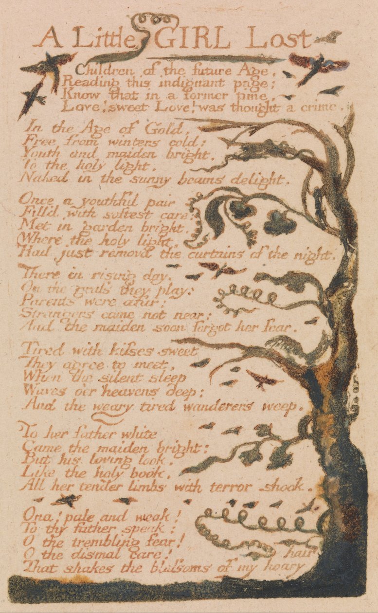 Songs of Innocence and of Experience, Plate 44, A Little Girl Lost (Bentley 51) od William Blake