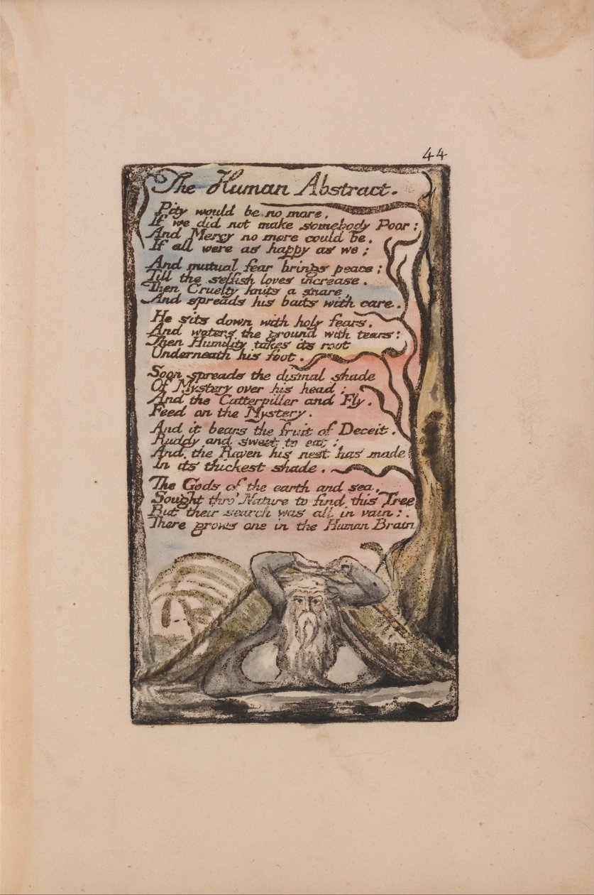 Písně nevinnosti a zkušeností, deska 44, The Human Abstract (Bentley 47) od William Blake