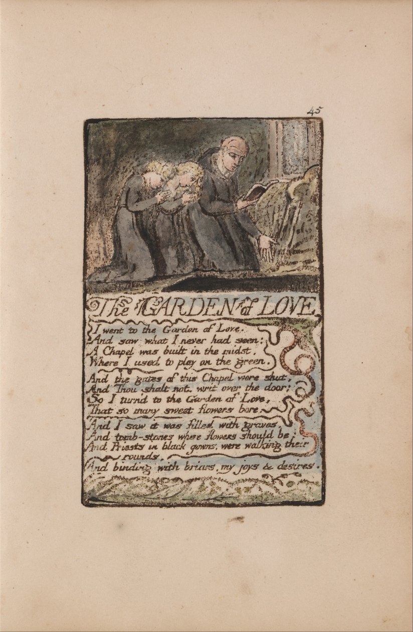 Songs of Innocence and of Experience, Plate 45, The Garden of Love (Bentley 44) od William Blake