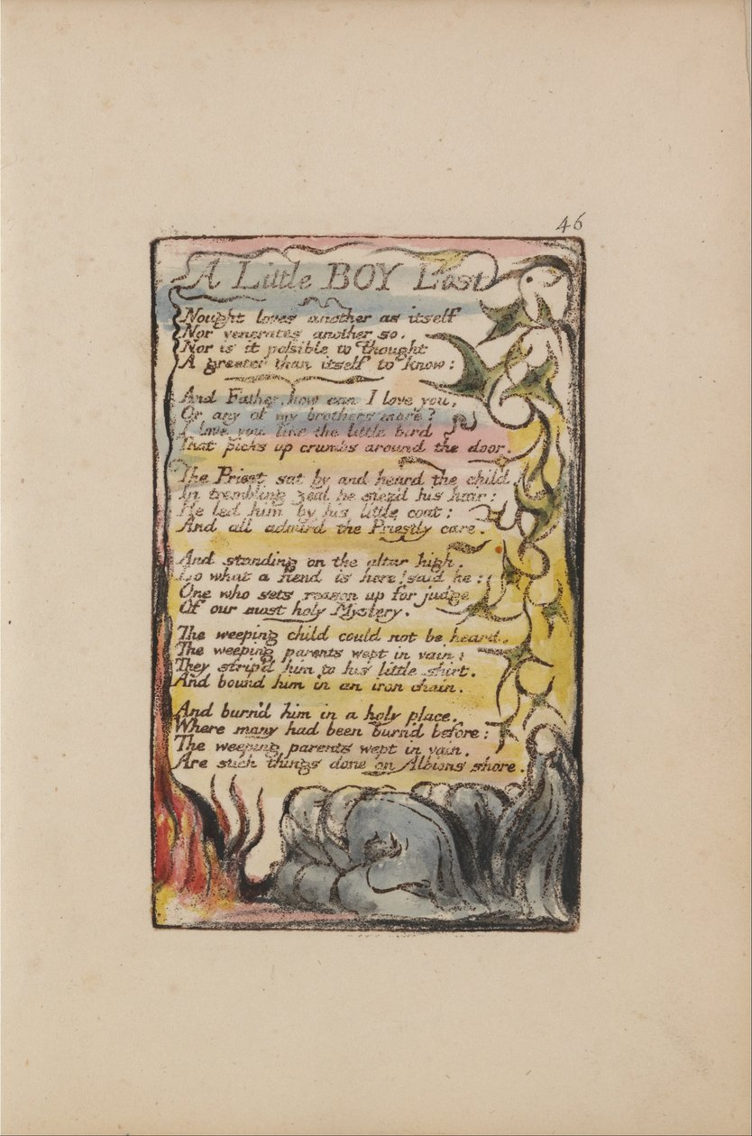 Písně nevinnosti a zkušeností, deska 46, ztracený malý chlapec (Bentley 50) od William Blake