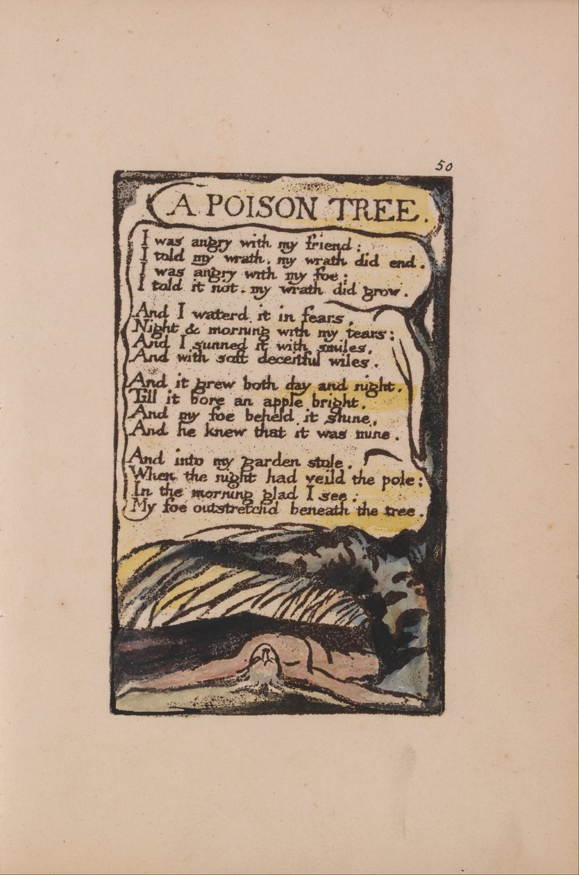 Písně nevinnosti a zkušeností, deska 50, jedovatý strom (Bentley 49) od William Blake