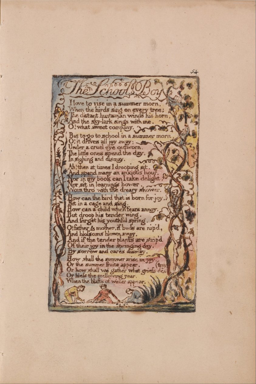 Písně nevinnosti a zkušeností, deska 54, školák (Bentley 53) od William Blake