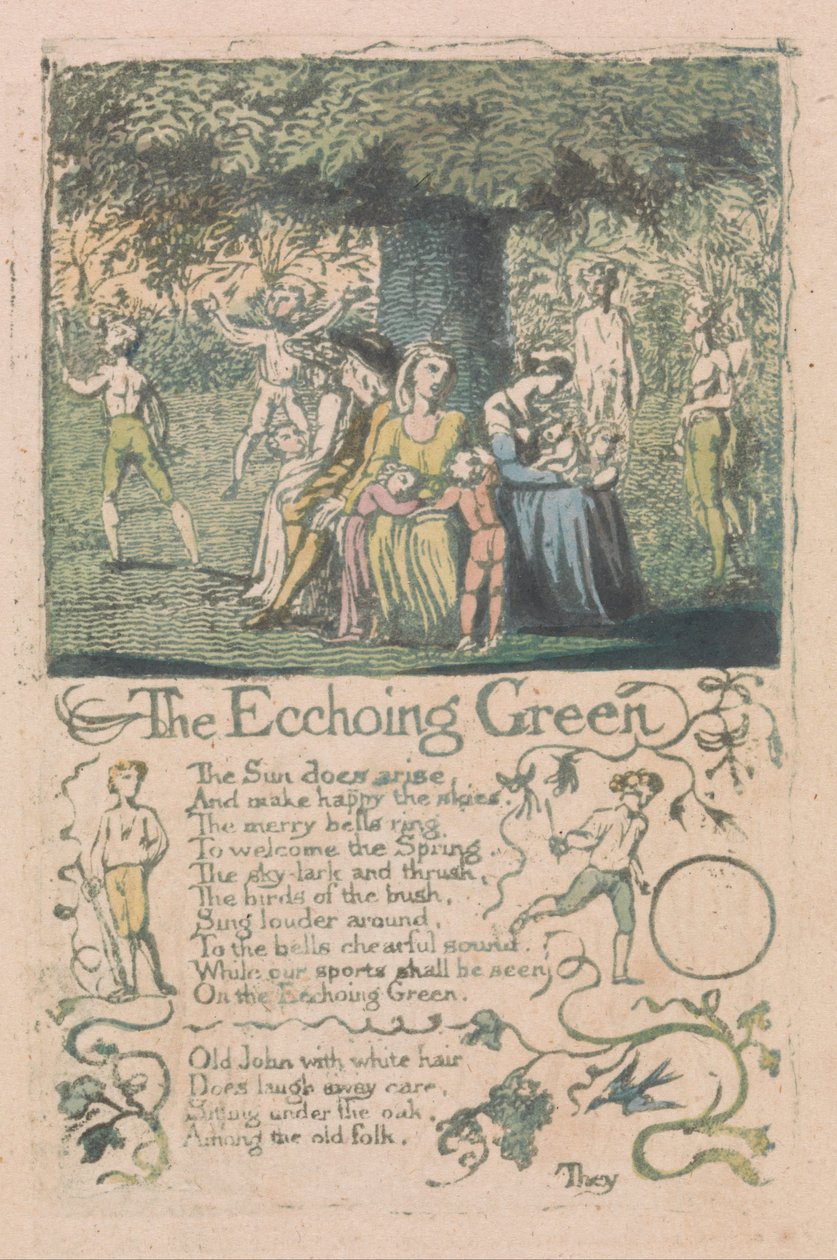 Songs of Innocence and of Experience, Plate 8, The Ecchoing Green (Bentley 6) od William Blake