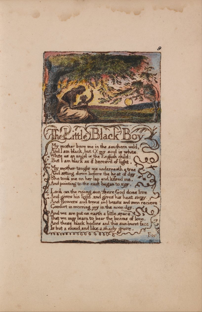 Songs of Innocence and of Experience, Plate 8, The Little Black Boy (Bentley 9) od William Blake