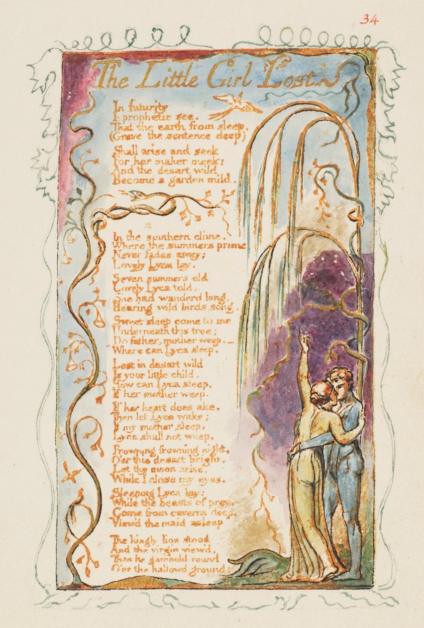 Songs of Innocence and of Experience: The Little Girl Lost, ca. 1825. od William Blake