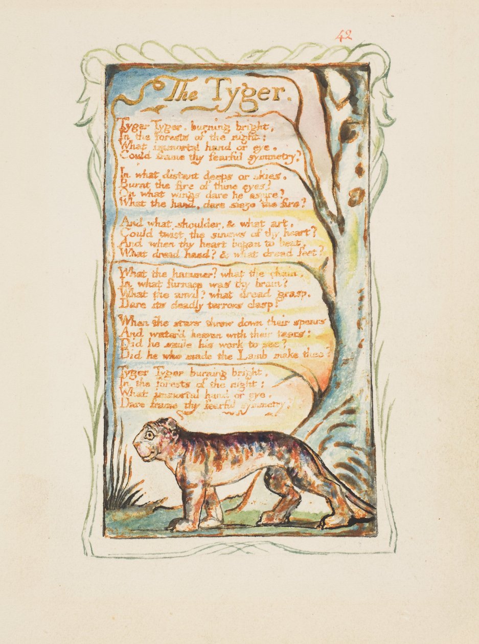 Písně o nevinnosti a zkušenosti: (hnědý tušový lept ručně kolorovaný akvarelem) od William Blake