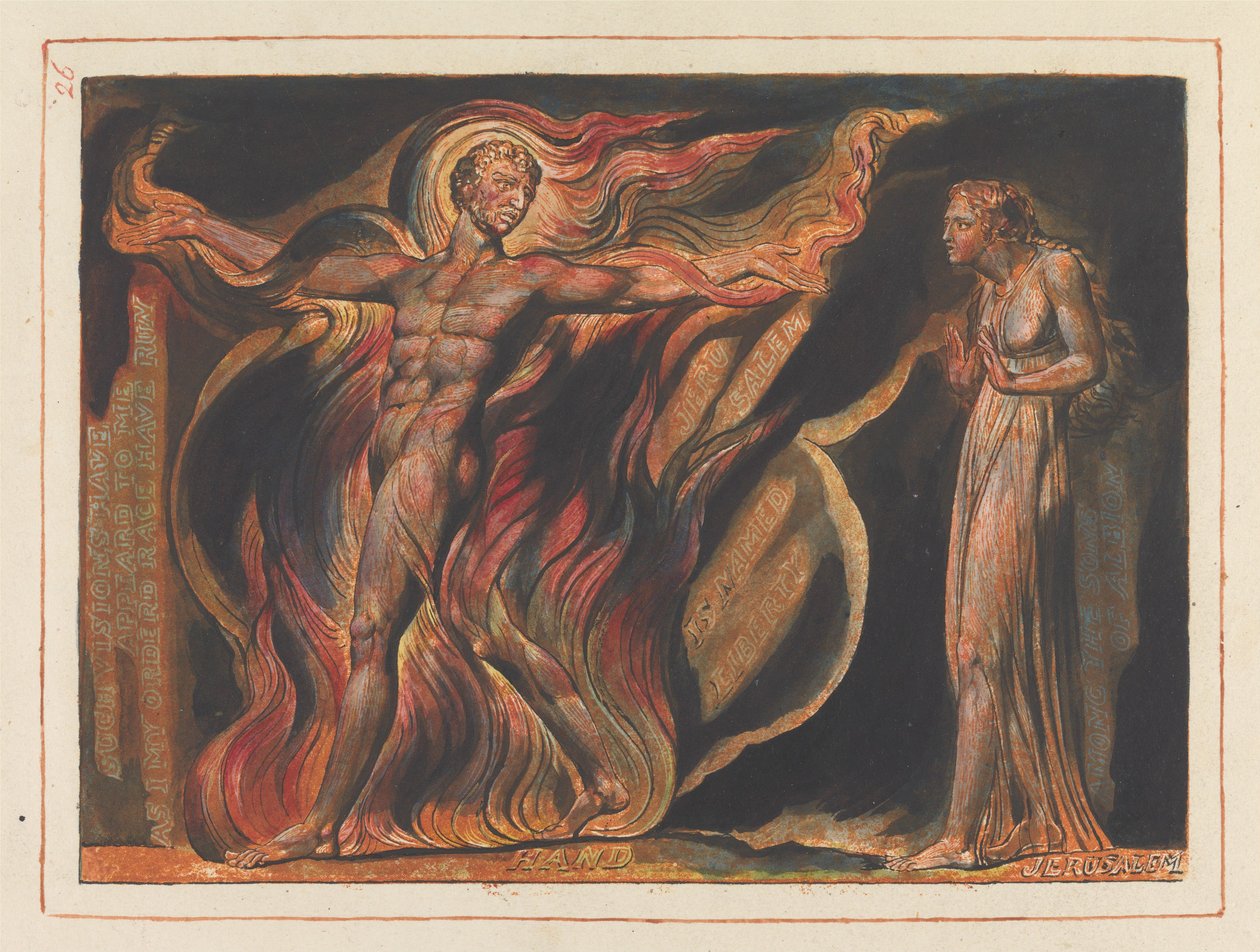„Takové vize se mi zjevily...“; Frontispis ke kapitole 2 (Tabule 26) od William Blake