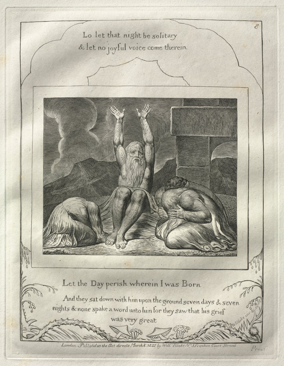 Kniha Job: č. 8, Ať zahyne den, ve kterém jsem se narodil, 1825. od William Blake