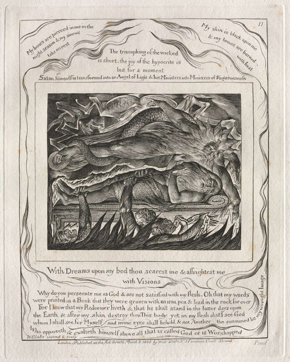 Kniha Job: Pl. 11, Se sny na mé posteli mě děsíš a děsíš / s vizemi od William Blake