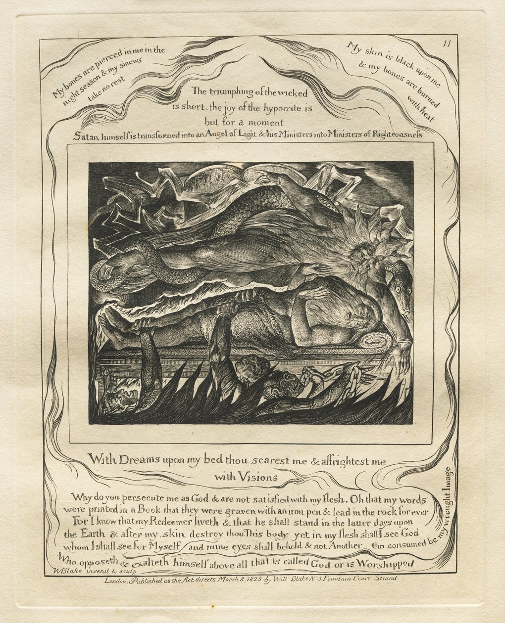 Kniha Job: Pl. 11, Se sny na mé posteli mě děsíš a děsíš / s vizemi od William Blake