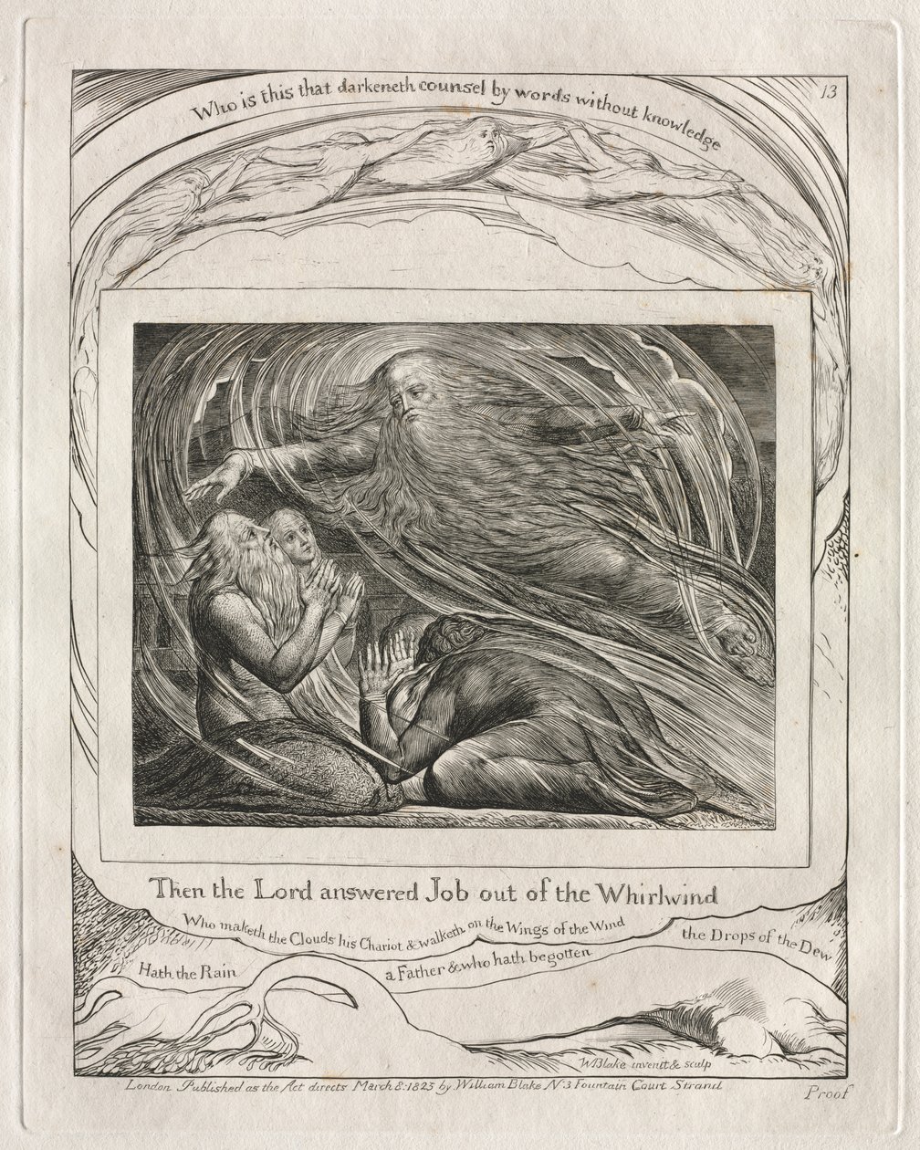 Kniha Job: Pl. 13,Hospodin odpověděl Jobovi z Vichru od William Blake