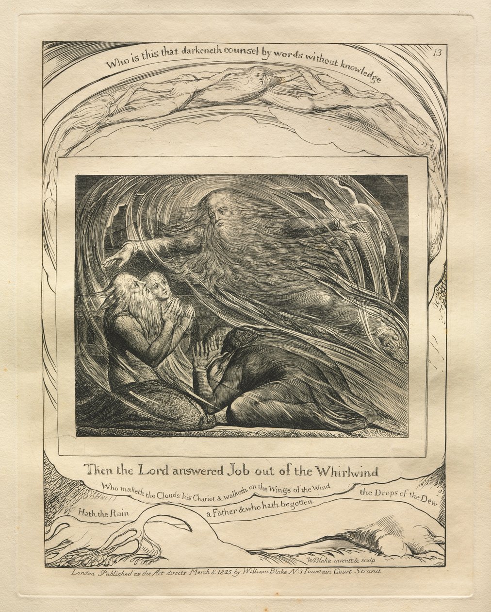 Kniha Job: Pl. 13,Hospodin odpověděl Jobovi z Vichru od William Blake