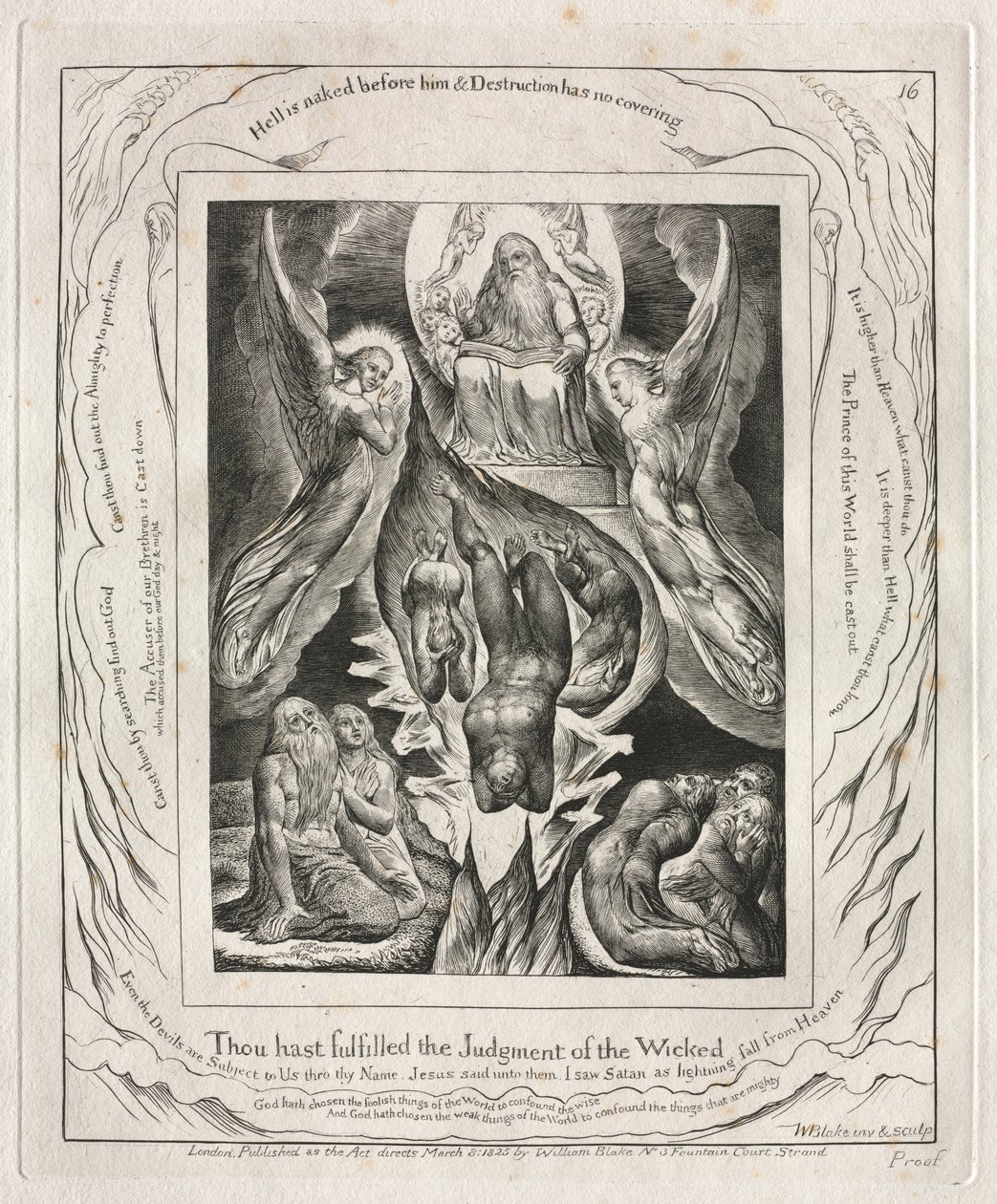 Kniha Job: Pl. 16, Naplnil jsi Rozsudek bezbožných, 1825. od William Blake