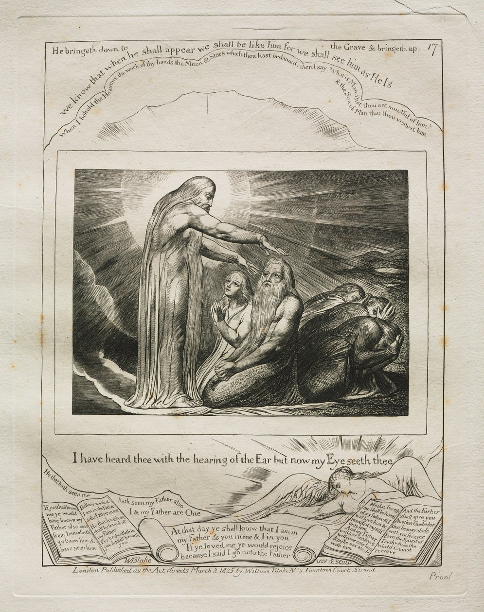 Kniha Job: Pl. 17, Slyšel jsem tě sluchem, ale nyní mé oko..., 1825. od William Blake