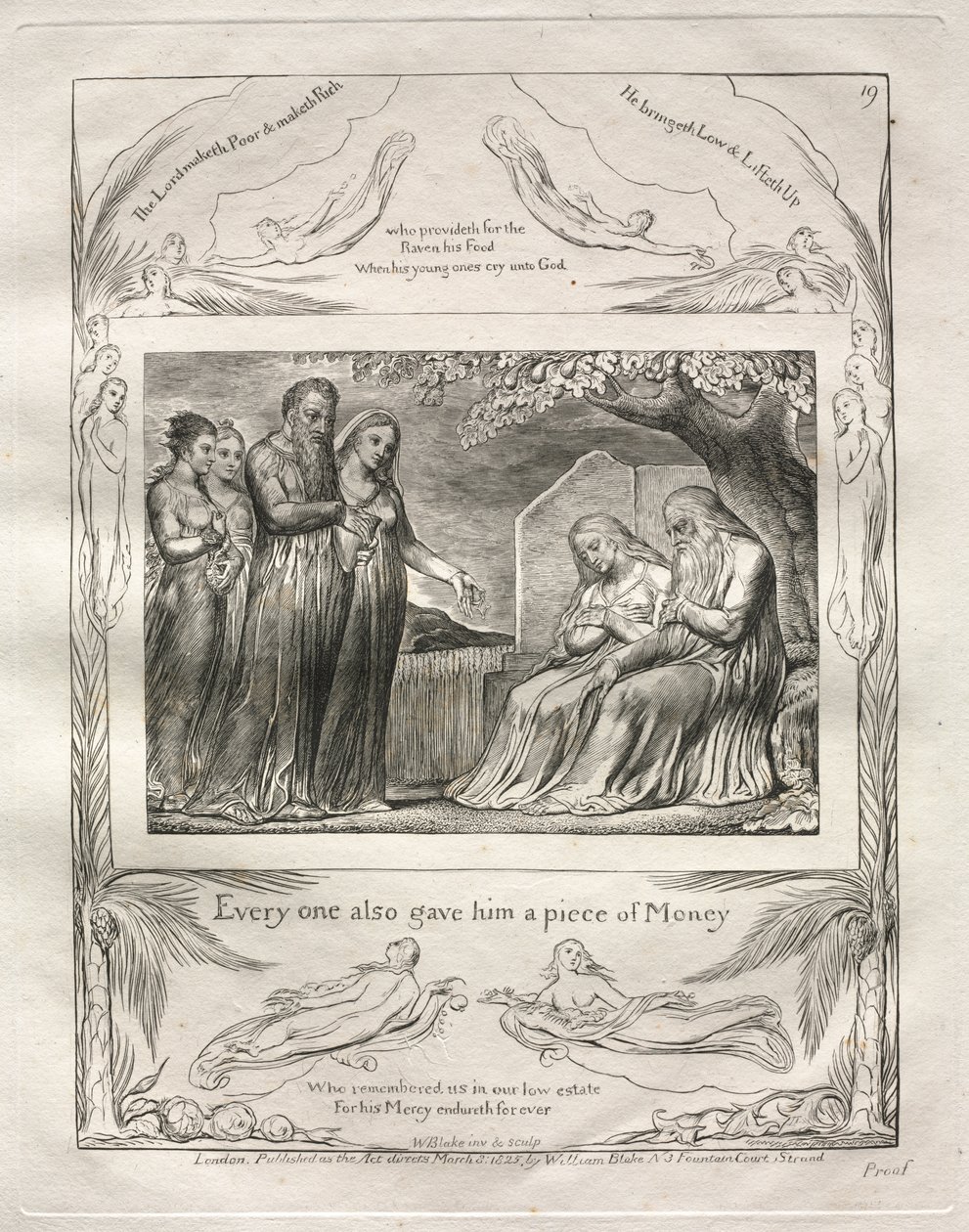 Kniha Job: Pl. 19, Každý mu také dal kus peněz od William Blake