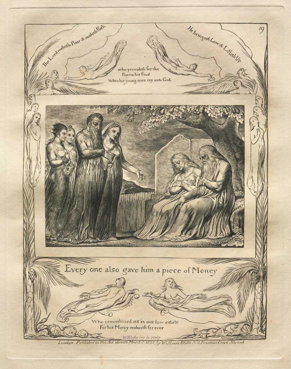 Kniha Job: Pl. 19, Každý mu také dal kus peněz od William Blake