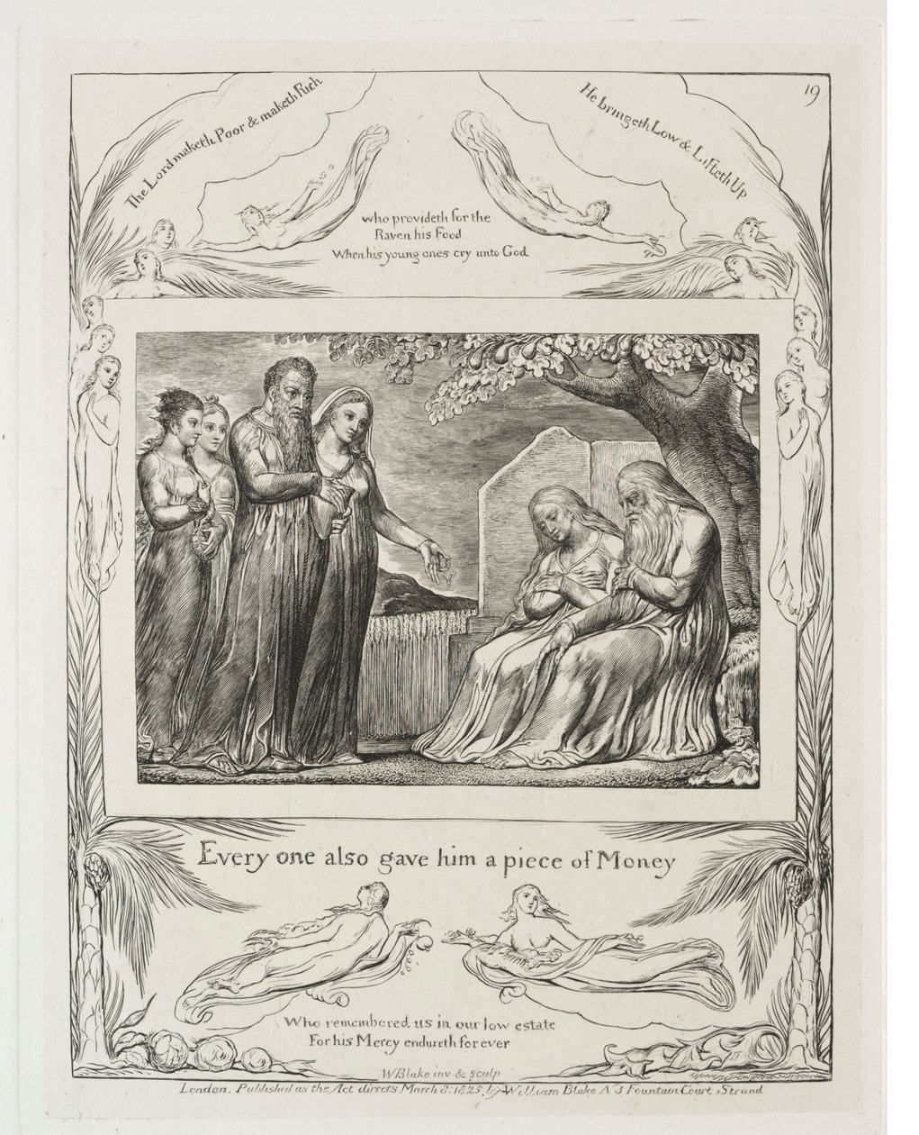 Kniha Job: Pl. 19, Každý mu také dal nějaký peníz, 1825. od William Blake