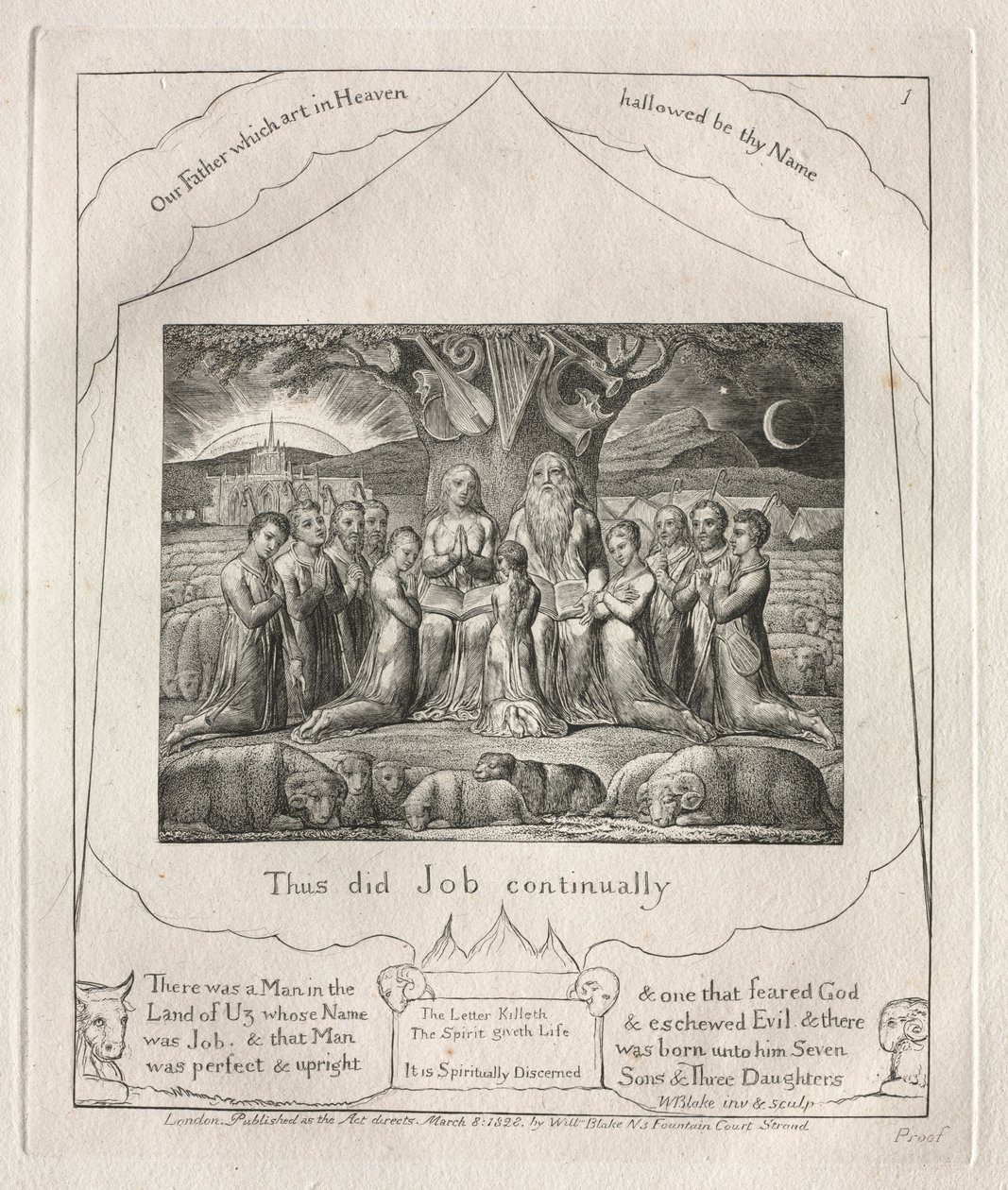 Kniha Job: Pl. 1, Tak to dělal Job neustále, 1825. od William Blake