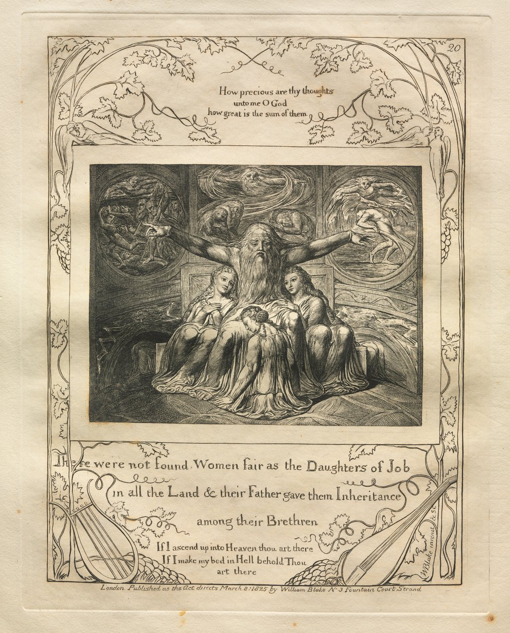 Kniha Job: Pl. 20, V celé zemi nebyly nalezeny ženy krásné jako Jobovy dcery od William Blake