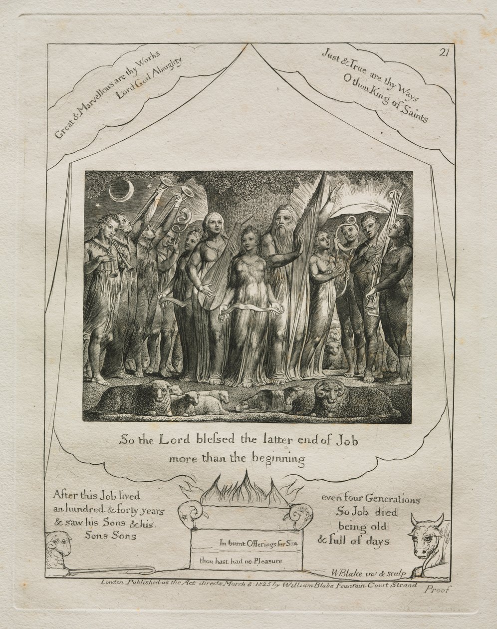 Kniha Job: Pl. 21, Hospodin tedy požehnal poslední Jobův konec / více než začátek od William Blake
