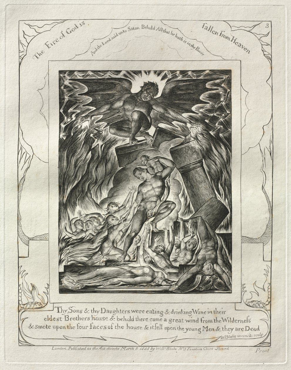 Kniha Job: Pl. 3, Tvoji synové a tvé dcery jedli a pili víno ve svém domě / nejstarších bratrů od William Blake