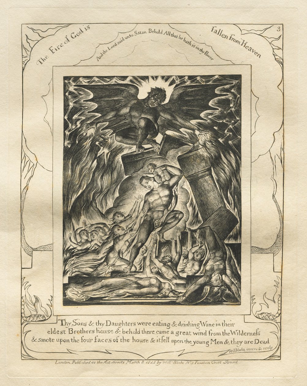 Kniha Job: Pl. 3, Tvoji synové a tvé dcery jedli a pili víno ve svém domě / nejstarších bratrů od William Blake