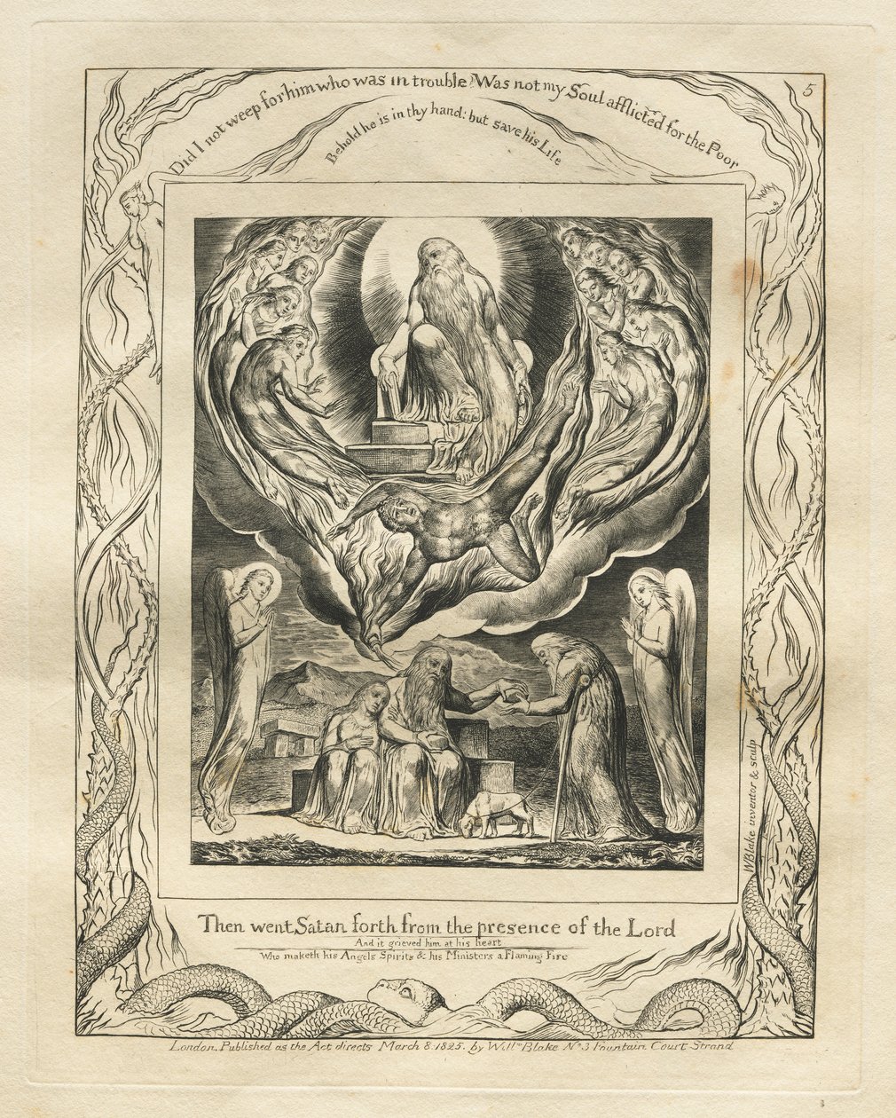 Kniha Job: Pl. 5,Tehdy Satan vyšel z přítomnosti Hospodinovy od William Blake