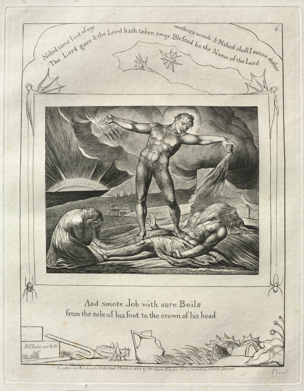 Kniha Job: Pl. 6, A ranil Joba bolavými vředy / od chodidla až po temeno jeho hlavy od William Blake