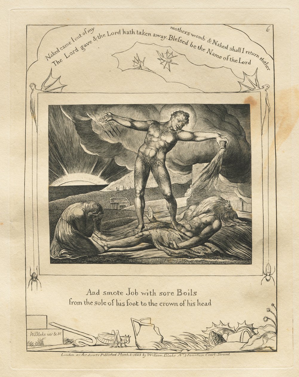 Kniha Job: Pl. 6, A ranil Joba bolavými vředy od chodidla až po temeno..., 1 od William Blake