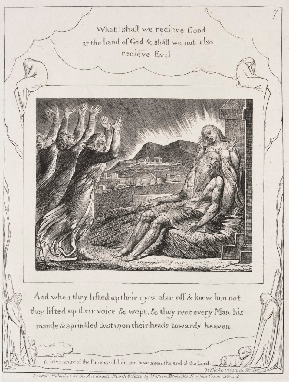 Kniha Job: Pl. 7, A když pozvedli oči, 1825. od William Blake