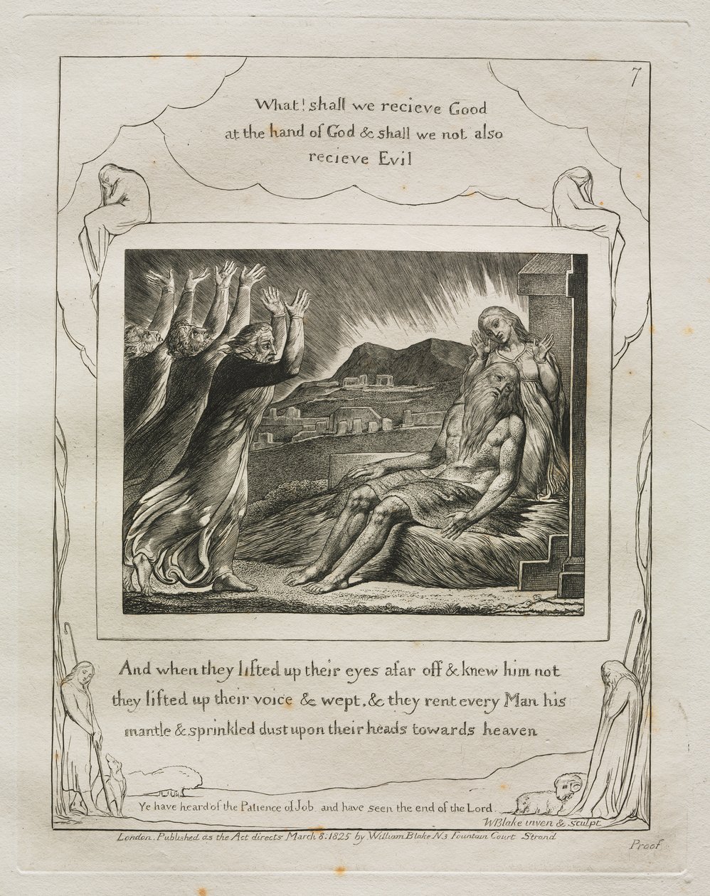 Kniha Job: Pl. 7 A když z dálky pozdvihli oči a nepoznali ho, pozvedli svůj hlas a plakali od William Blake