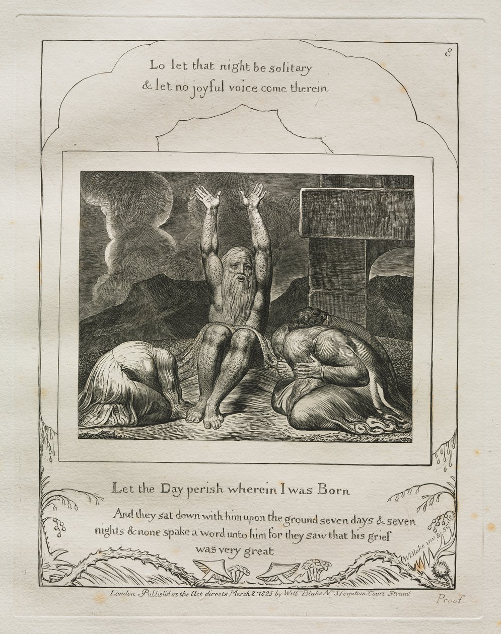Kniha Job: Pl. 8, Nechť zahyne den, ve kterém jsem se narodil od William Blake