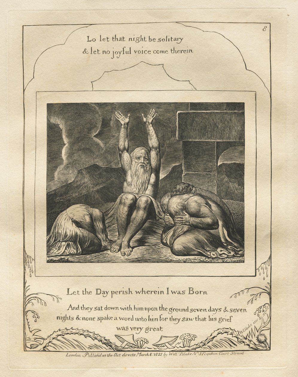 Kniha Job: Pl. 8, Nechť zahyne den, ve kterém jsem se narodil od William Blake