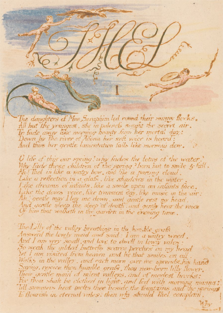 The Book of Thel, Plat 3, "Thel/I/Dcery Mne Serafim . . . . ." od William Blake
